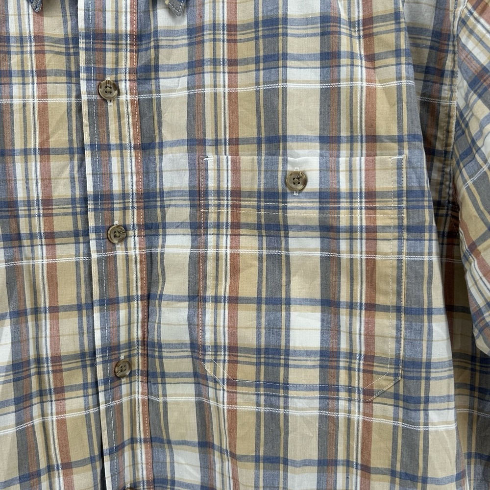 Ridgecut Toughwear Mens 2XL Yellow Blue Plaid Short Sleeve Work Shirt Dadcore - Picture 3 of 8